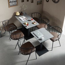American slate dining table and chair combination modern coffee shop milk tea shop industrial style music tavern leisure table and chair combination