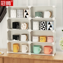 Water Glass Containing Cabinet Living Room Table Top Dust Drain Cup Tea Cup Multilayer Shelve With Light Lavish Home Transparent Containing Shelf