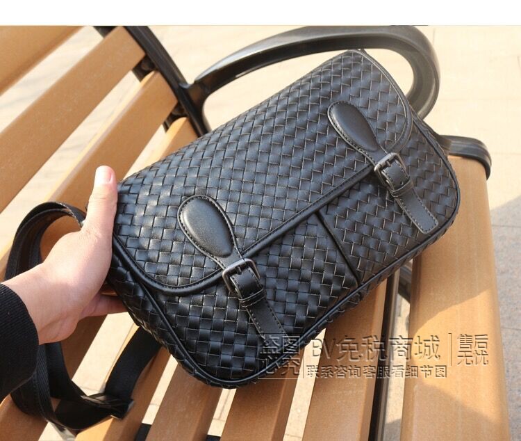 Bv Divani Men's Genuine Leather Messenger Bag Casual Shoulder Crossbody Bag First Layer Sheepskin Woven Men's Bag Business Travel Bag