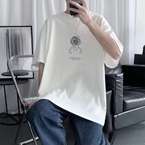 American heavyweight mens short-sleeved t-shirt summer ins tide brand simple loose half-sleeved body tucked mens clothes