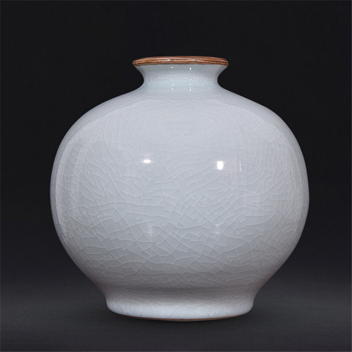 Jingdezhen Ceramic Vase Living Room Retro Flower Arrangement Home Decoration Porch Desktop Handicraft Ice Celadon Ornament