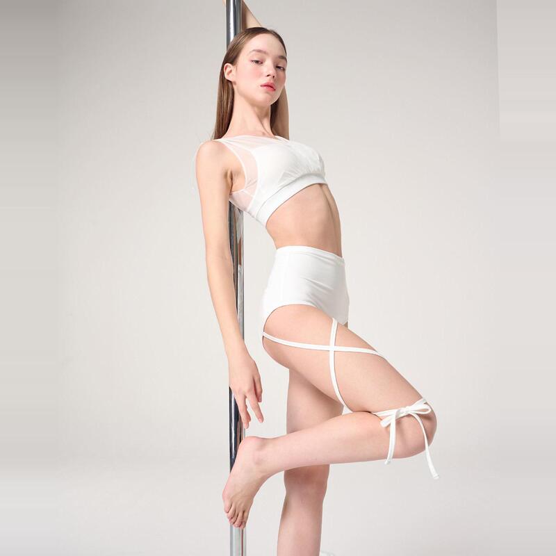 Pole Dance Clothing Lingerie for Women, Polewear Mesh Backless Bra, Professional Anti-Exposure Shorts Set