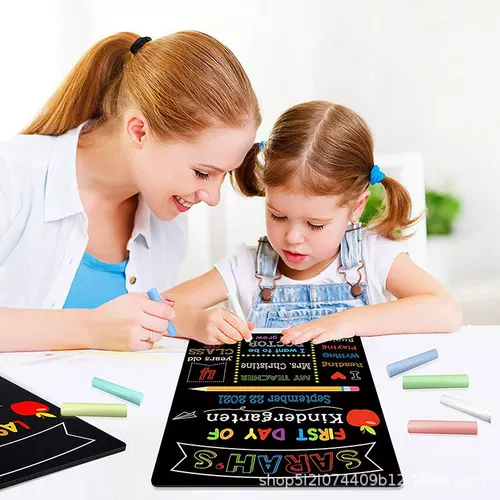 Крестная школа Открытие Blackboard return Sign Студент DIY Двойной доски объявлений День Планирование деревянной школы Рукопись по китайскому и английскому языку