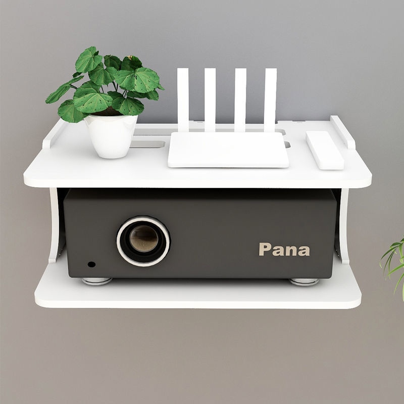 Projector holder free of punching wall-mounted bedside shelf to put table-tray hanger for domestic router hanging rack