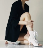 Canvas Red Woman Boot Короткие рыбные сапоги сапоги с змеей танец специальные высокие каблуки на каблуках танце