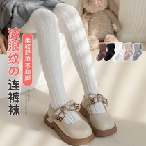 Girls leggings autumn and winter new childrens pantyhose outer wear white wavy striped baby girls leggings spring and autumn
