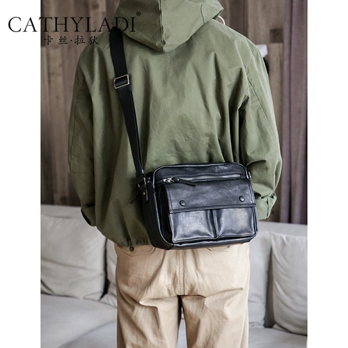 Вместительный и большой мужской рюкзак, сумка на одно плечо, из натуральной кожи