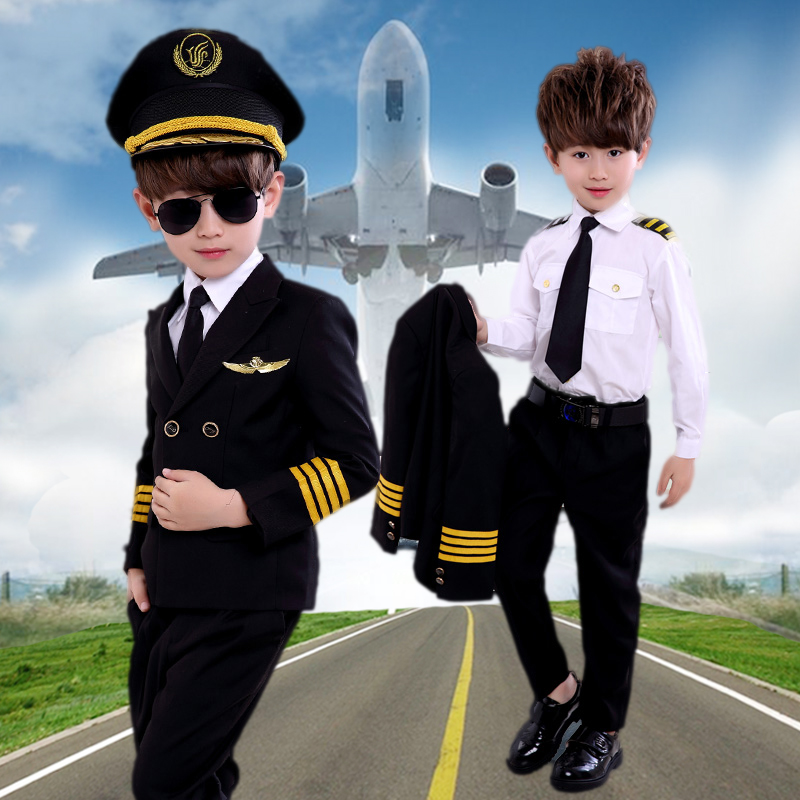 Children's Captain Uniform Boys Clothes Pilot Suit Girls Halloween Children's COS Role-playing Costumes