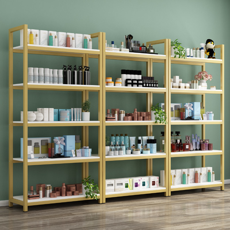 Cosmetics display cabinet rack beauty salon product showcase golden rack mother and baby shop nail shop shelf display rack