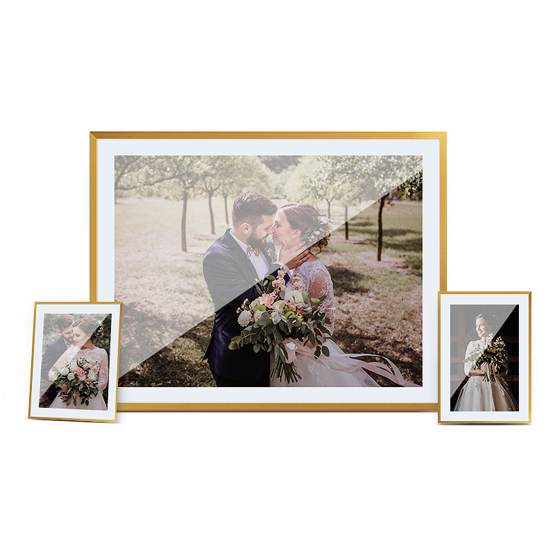 Metal combination frame modern minimalist wedding photo wedding photo frame wall bedroom living room plus wash photo frame enlarge customization