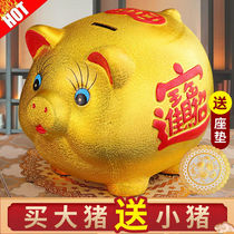 Golden pig Piggy Bank adult can not open only can not save children boys and girls save money Net red tremble