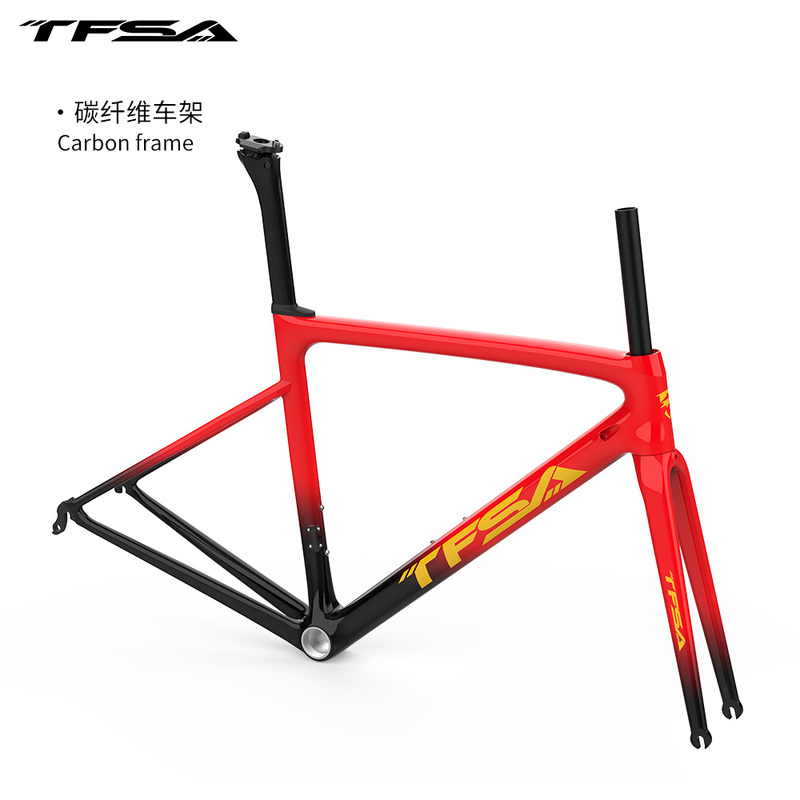 Tfsa Disc Brake Jh-06 Upgraded Version Painted Glossy Full Carbon Fiber Road Bike Frame Bsa Integrated Threaded