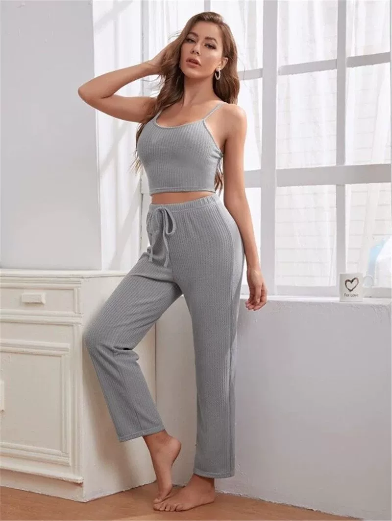 Крючатый топ-halter, штаны, халат, пижама, костюм три предмета