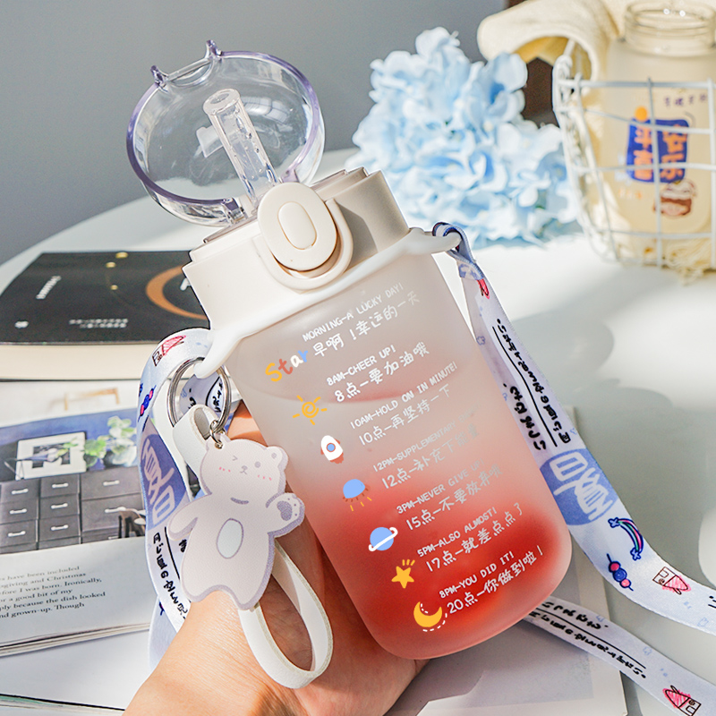 Water glass women with straw glass cups Summer new minimalist portable students cute and high face value drinking water target cup-Taobao