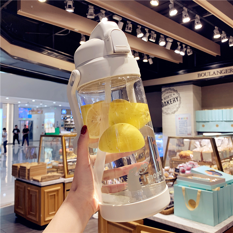 Simple trend adult straw plastic cup large kettle accompanying cup men and women fitness sports large capacity water cup