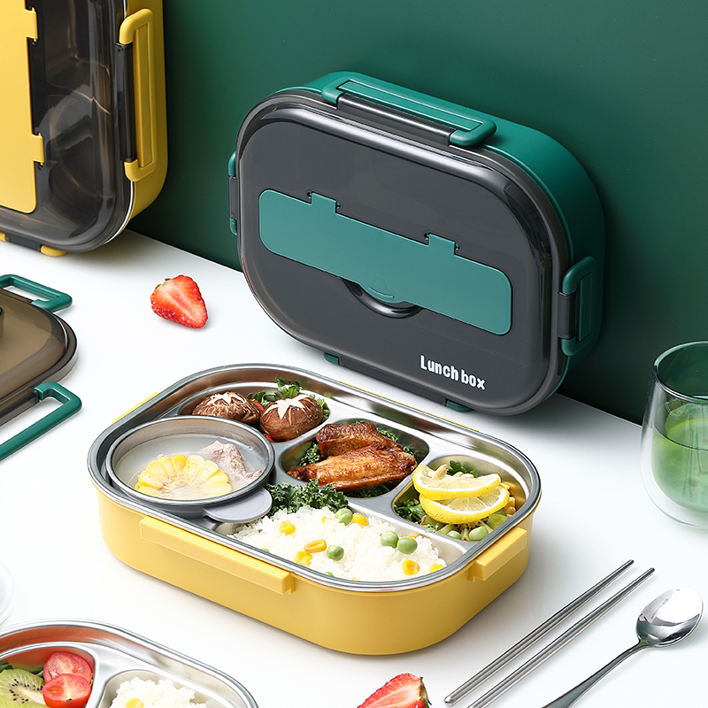Stainless steel 304 material lunch box separation type office worker student lunch box insulation lunch box primary school children