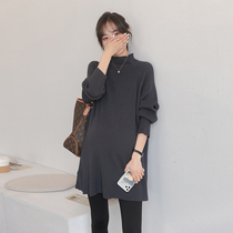 British NEXT ROAD maternity sweater mid-length new autumn and winter 2022 high collar loose knitted bottoming shirt spring wear