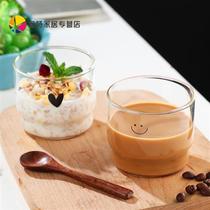 Milk Cup Ins Wind Glass Cups Girls Cute Coffee Cup Loving Smiley Face Minimalist Transparent Sweet Pudding Water Glass