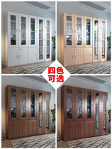 Home storage small cabinet office filing cabinet wooden data cabinet office filing cabinet with glass bookcase bookshelf