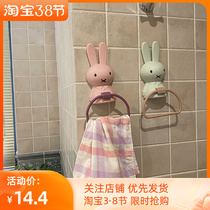 ins cute rabbit free to punch wall-mounted towel rack sanitary napkins children suction cup type cartoon wool towels