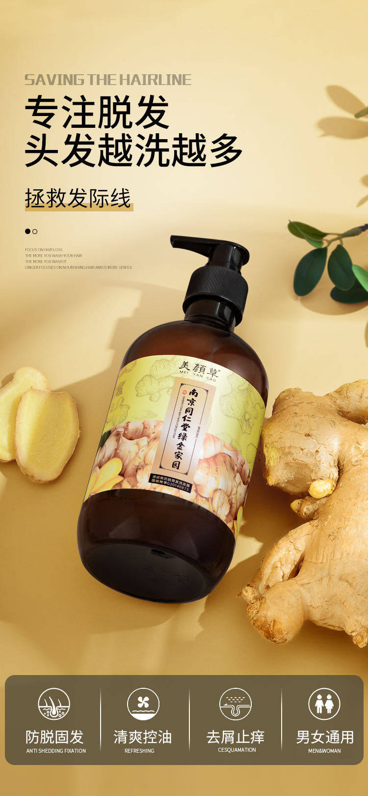 南京同仁堂 防脱发生姜洗发水500ml 图3