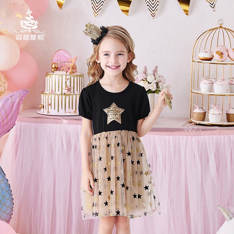 Forest loli 2022 new short-sleeved dress princess dress girls summer foreign style children's skirt mesh skirt