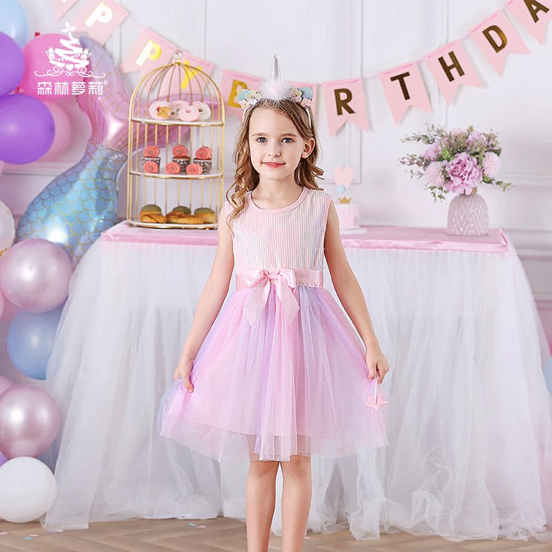 Forest loli 2022 new girls' short-sleeved dress princess dress summer children's casual foreign style girl gauze skirt