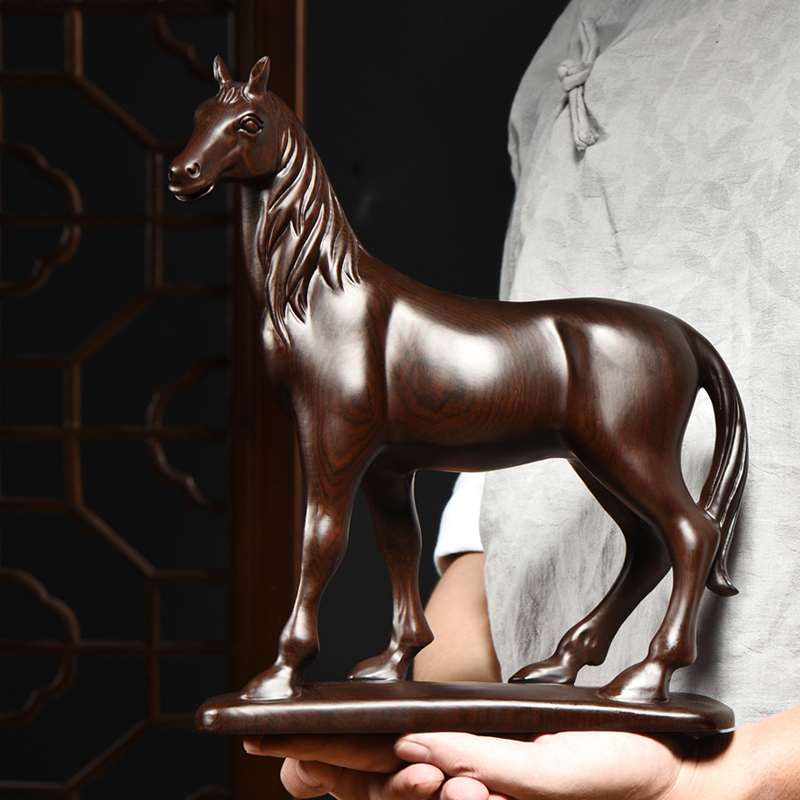 Wood Carving Pendulum Pieces Horse To Successful Solid Wood Quality Engraving Animals Zodiac Home Office Opening Red Wood Craft Gifts