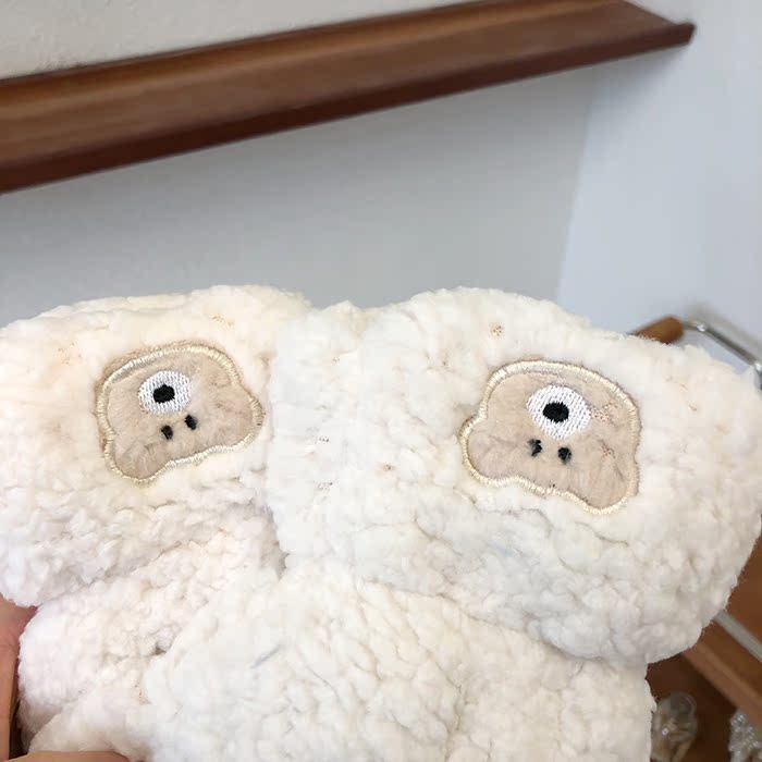 Plush Cute Little Bear Warm for Women's Winter Outdoor Cold Protection Double Layer Thickened Gloves_voghion.com