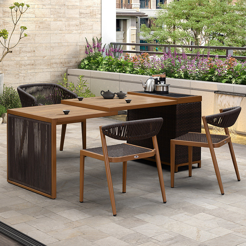 Purple leaf new Chinese tea table and chair combination of simple modern Kung Fu tea table living room user outside balcony tea table