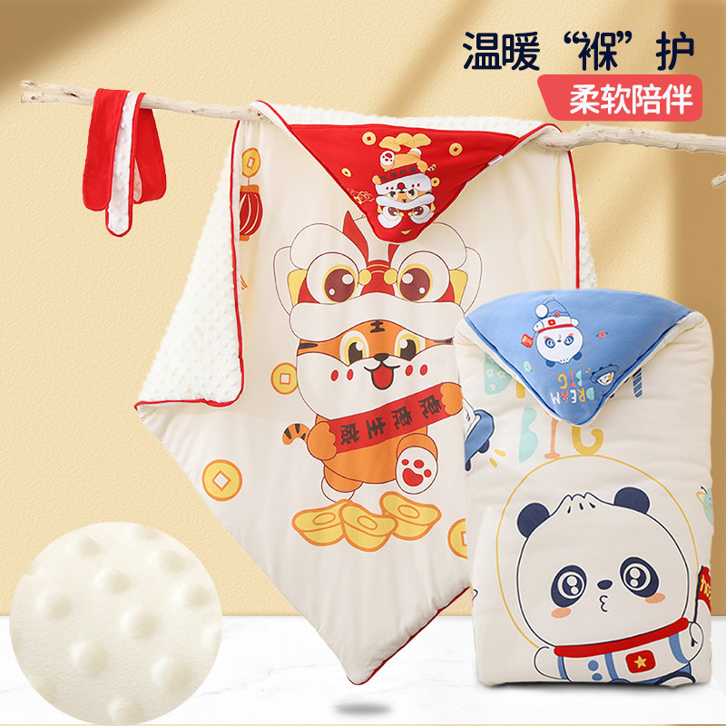 Baby quilt autumn and winter thickening newborn newborn quilted quilt beanie velvet comfort swaddle blanket delivery room to keep warm