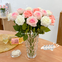 ins hand feel moisturizing rose flower simulation flower livingroom decoration flower swinging piece bouquet fake flower decoration home furnishing