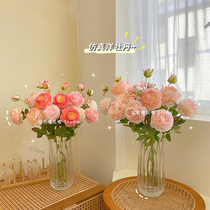 Peony Emulation Flower Fake Flower Indoor Living Room Decoration Flower Pendulum table Flower Flowers Furnishing Rose Dry Flowers Bouquet Light Extravaganza