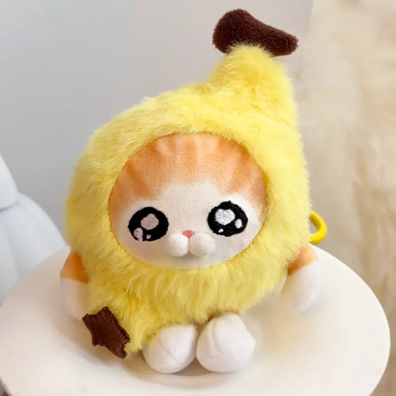 Bibi Labu Banana Cat Plush Toy Alien Cat Stress Relief Squeeze Ball Emoticon Doll Bag Pendant Gift for Women