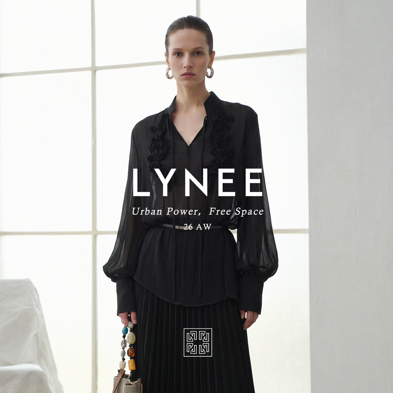 Lynee【Shadow on the Scene】Black Heavy Beaded Embroidery Ruffle Shirt 2026 Autumn New Top for Layering