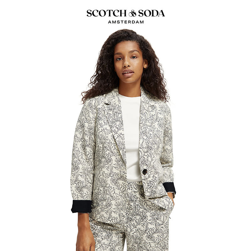 Scotch&Soda Dutch Soda Classic Fashion Suit Style Small Floral Jacket Women's Clothing