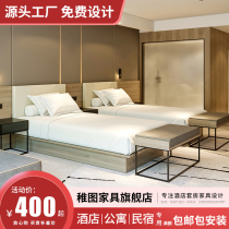 Custom Hotel Furniture Standard Room Full Bed Custom Hotel Furniture Bed B&B Chain Hotel Apartment Furniture