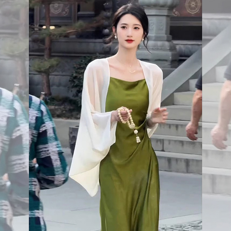 Super Fairy-Like Tencel Sun Protection Clothing for Women in Summer, Paired with Cheongsam Dresses, Worn as a Thin Shawl, Sheer Cardigan, Breathable Cover-Up