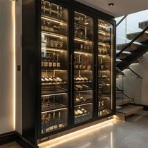 High-end stainless steel constant temperature wine cabinet customized villa red wine cabinet winery display cabinet glass white wine cabinet club wine cabinet