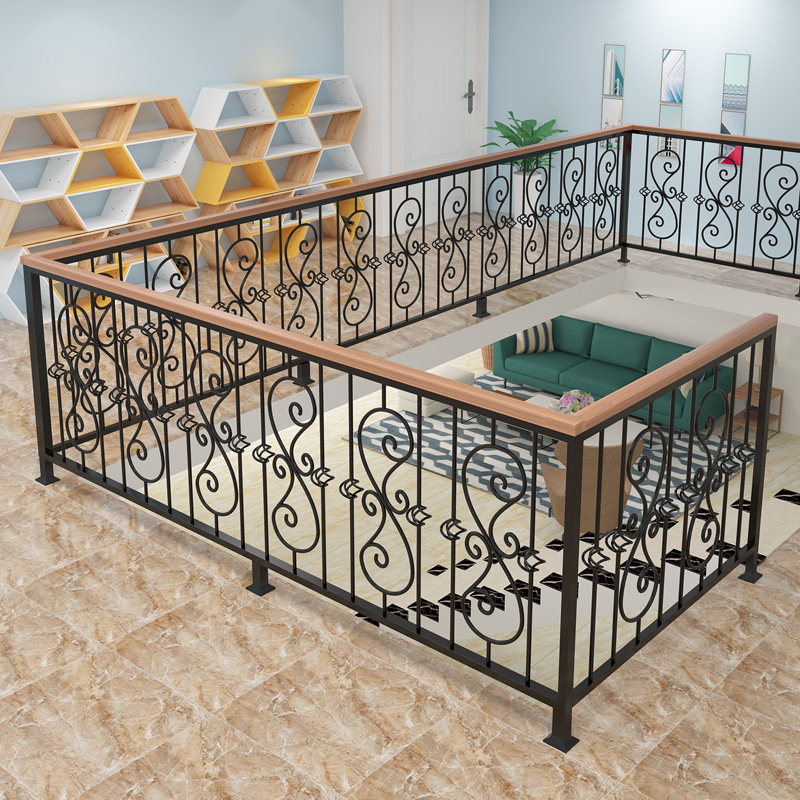 Iron Art Stairway Armrest Barrier Balcony Fencing Corridor Attic penthouse decorated solid wood railings Interior minimalist Hyundai-Taobao