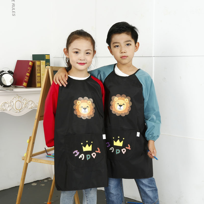 Children's long-sleeved painting waterproof apron anti-fouling coverall kindergarten primary school students art clothing can be printed with custom logo