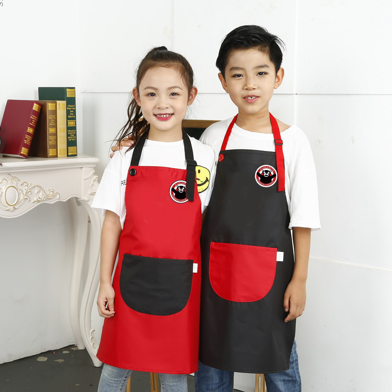 Children's aprons waterproof and anti-fouling kindergarten painting clothes baby art painting coveralls solid color kitchen home eating
