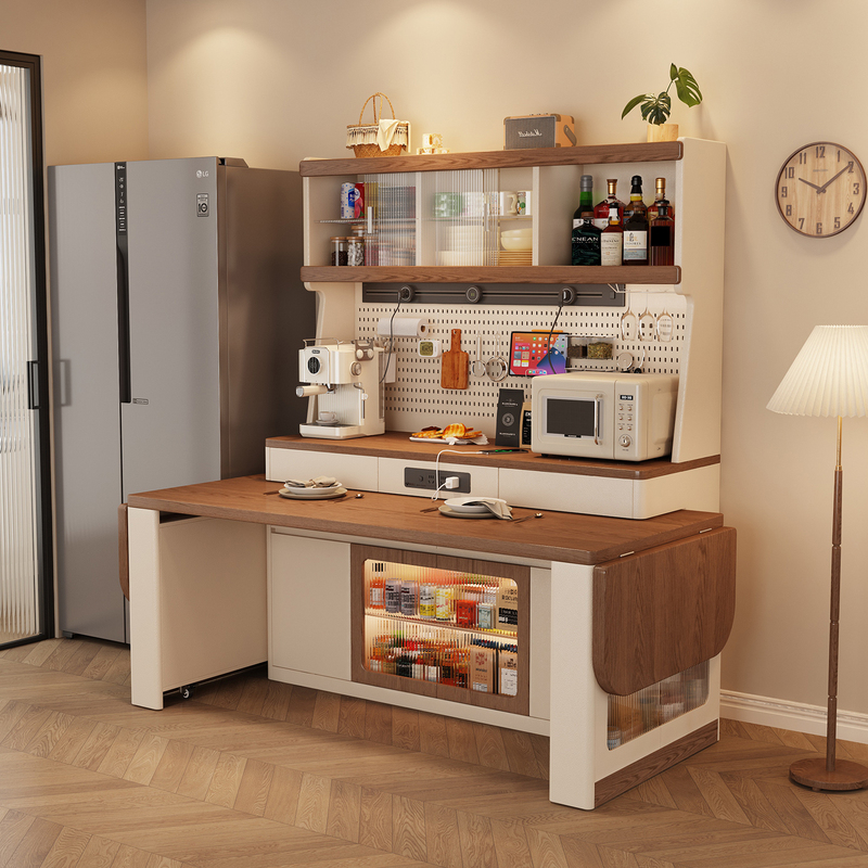 Wall-Mounted Sideboard for Small Apartments, Integrated with Separate Built-In Dining Table, Foldable Sideboard, 50cm Deep Storage Cabinet Wall-Mounted Sideboard for Small Apartments, Integrated with Separate Built-In Dining Table, Foldable Sideboard, 50cm Deep Storage Cabinet