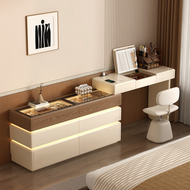 Solid Wood Dressing Table and Drawer Unit with Flip-Top, Light Luxury and High-End Feel, Bedside Cabinet, Desk, Master Bedroom Corner Dressing Table Solid Wood Dressing Table and Drawer Unit with Flip-Top, Light Luxury and High-End Feel, Bedside Cabinet, Desk, Master Bedroom Corner Dressing Table