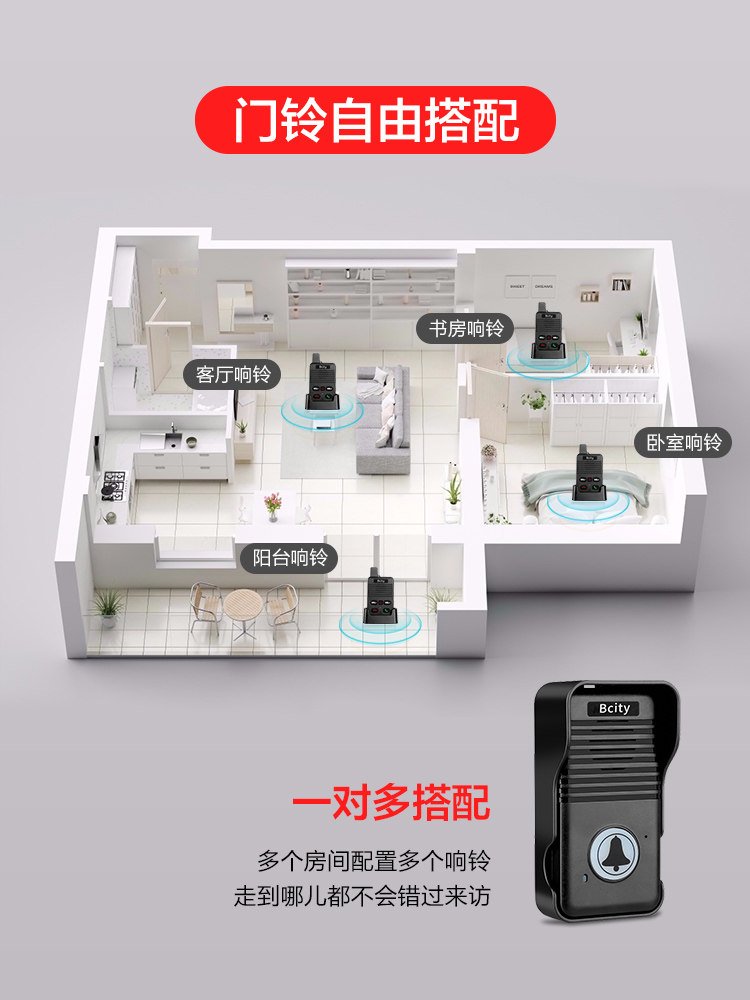 Wireless Voice Intercom Doorbell Home Ultra-Long Distance Two-Way Call Intercom Tea House Hospital Elderly Pager
