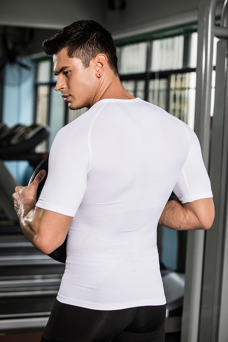 Chỉ nam corset corset bụng eo eo thể thao thể dục không có dấu vết chạm đáy quần lót ngắn tay bó sát áo nâng ngực