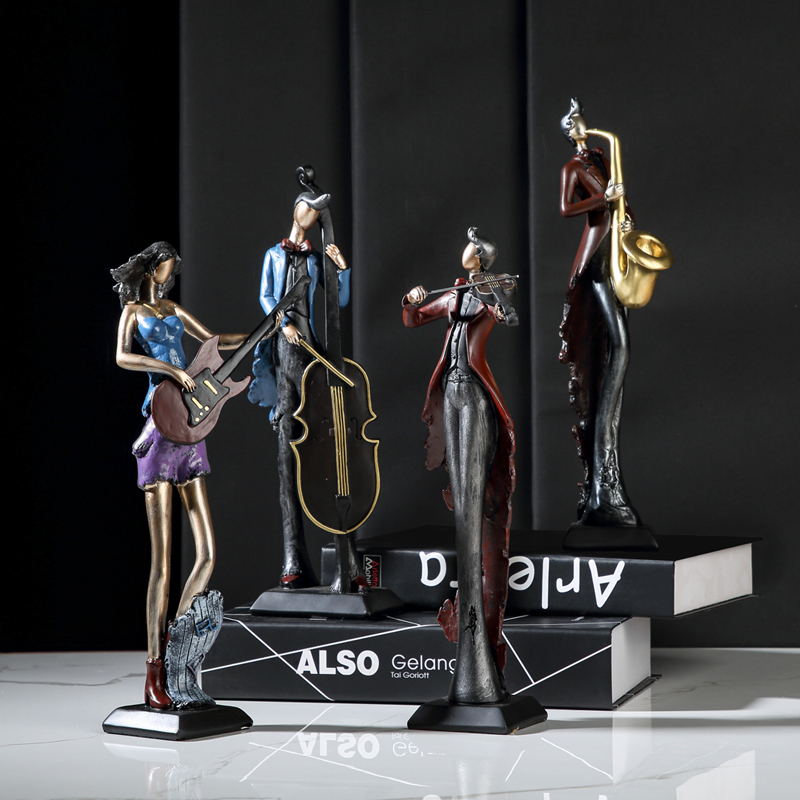 European-Style Western Band Ornaments, Musical Figures, Retro Musical Instrument Models, Living Room, Wine Cabinet, Study Room Decoration Crafts