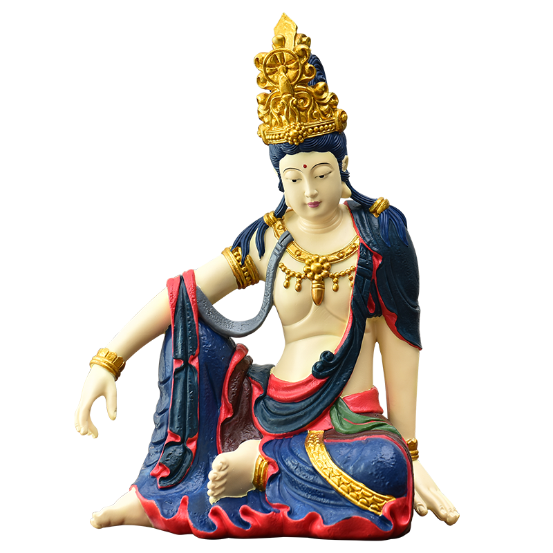 仏教美術 仏像 水月自在観音菩薩仏像 供養 禅意応接間 茶室 装飾品 工芸品置物 仏像 木彫り 置物 観音像 風水【水月観音】菩薩像 高級天然ツゲ