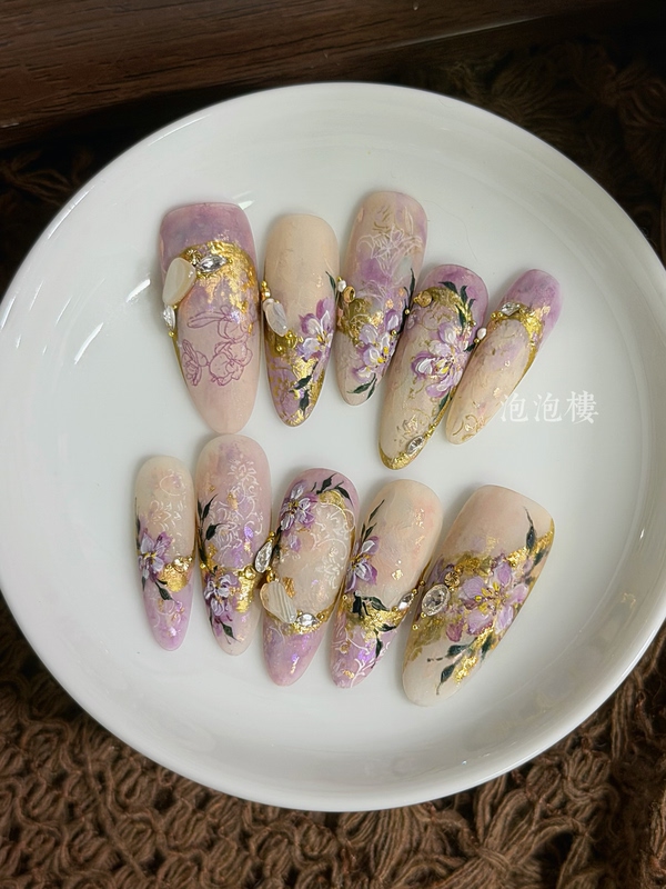 Bubble House Pure Handmade Matte High-End Nail Stickers Finished Fake Nails Removable