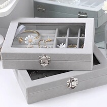 Large-capacity velvet jewelry box 2024 new ring earrings necklace earrings earrings storage high-end dustproof